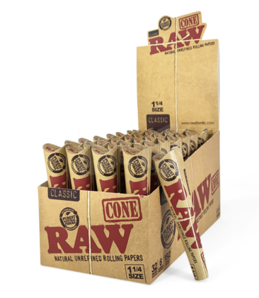 Raw Classic Cones 1.25 6pk 3.99 - 32ct Display