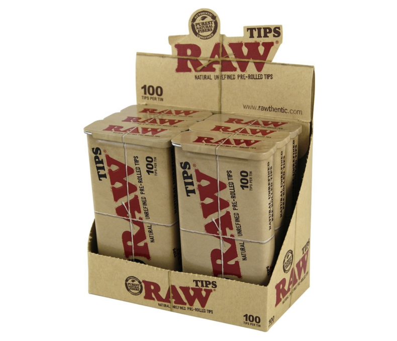Raw Tips Pre-Rolled 100ct Tin 9.99 - 6ct Display