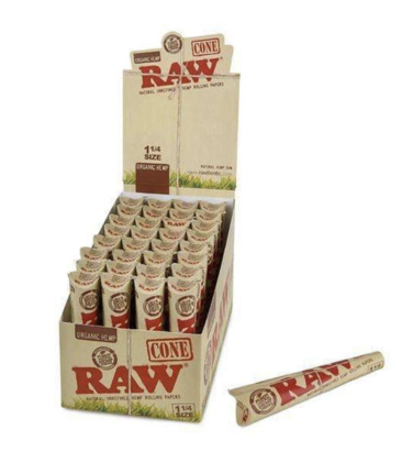 Raw Organic H Cones 1.25 6pk 3.99 - 32ct Display