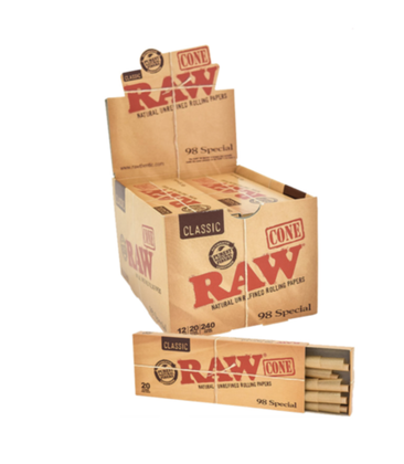 Raw Classic Cone 98 Special 20pk 7.99 - 12ct Display