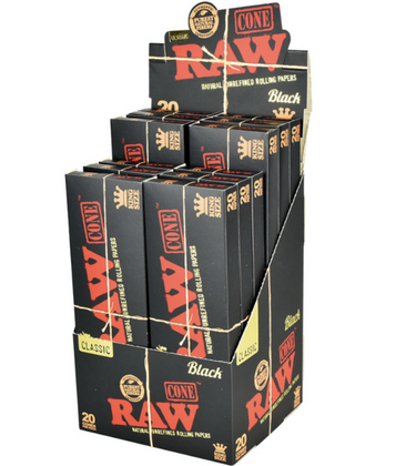 Raw Classic Black Cone KS 20pk 7.99 - 12ct Display