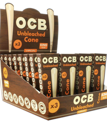 OCB Unbleached Cones KS 3pk 2.99 - 32ct Display
