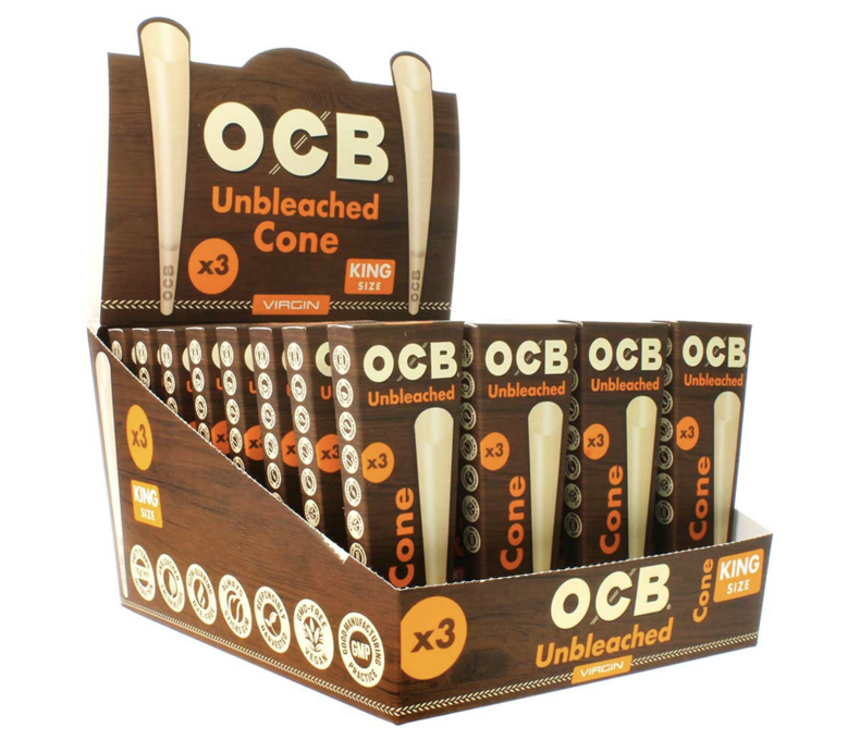 OCB Unbleached Cones KS 3pk 2.99 - 32ct Display