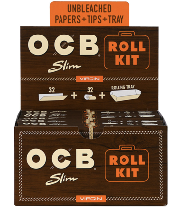 OCB Virgin Unbleached Roller Slim 32pk 2.99 - 20ct Display