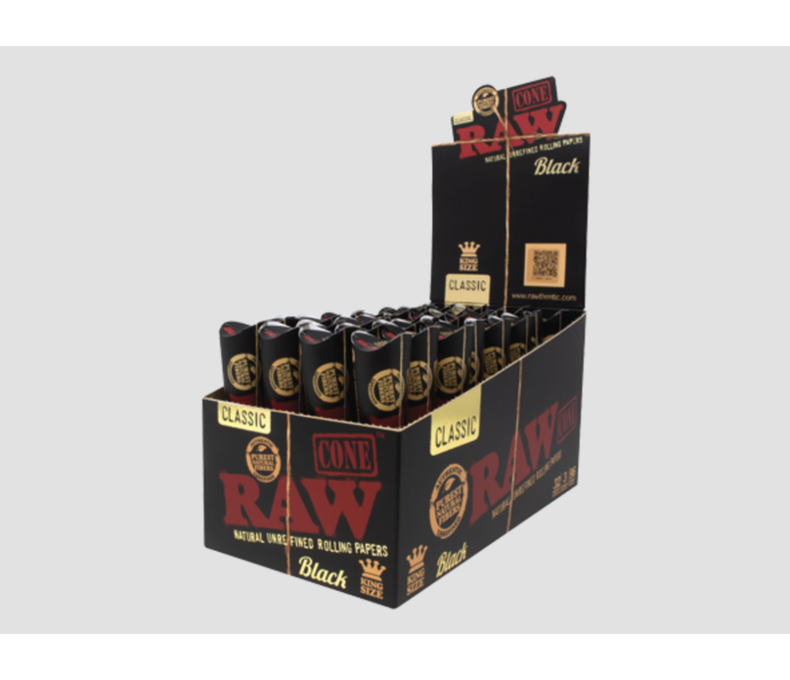 Raw Classic Black Cones KS 3pk 3.99 - 32ct Display