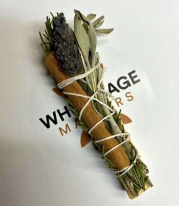 Smudge White Sage, Palo Santo, Rosemary, Cinnamon & Lavender 4" 3.99