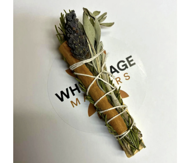 Smudge White Sage, Palo Santo, Rosemary, Cinnamon & Lavender 4" 3.99