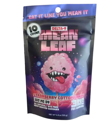 LE Mean Leaf D9 Gummies Strawberry Cotton Candy 30mg 10ct 19.99*