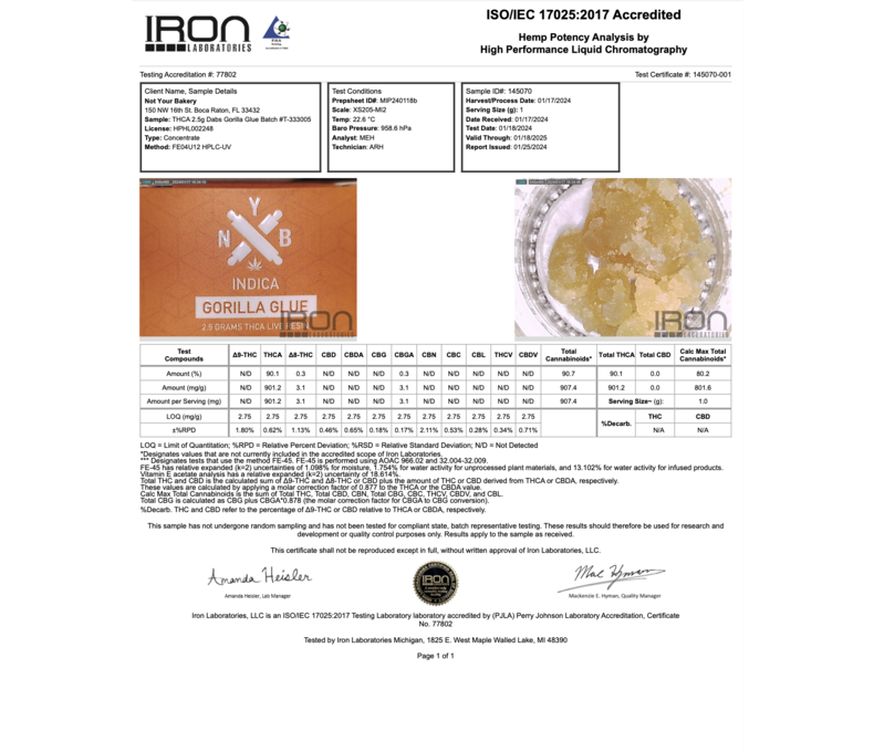 Not Your Bakery THCA Live Resin Sauce 2.5g