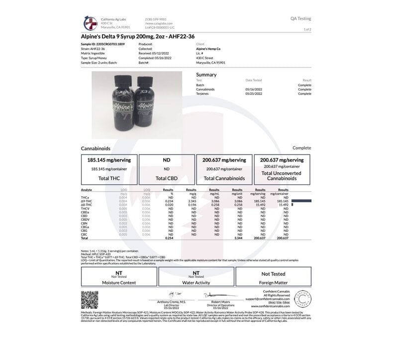 Alpine Delta-9 Syrup 200mg 2oz