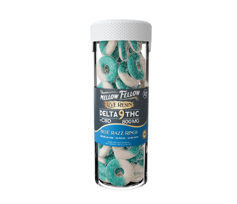 LE Mellow Fellow D9 Gummies 20ct 29.99 - 6ct Display * Blue Razz