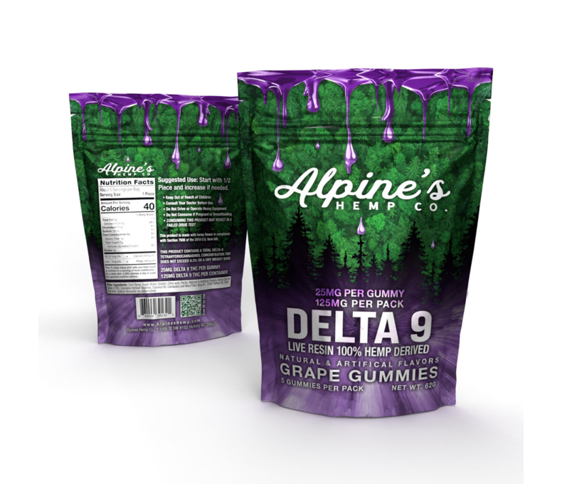 Alpine Delta-9 Gummies 25mg - 5ct Bag