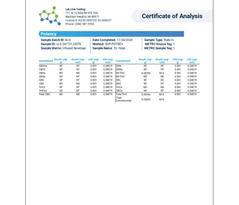 Uncle Skunk's Chronic Craft D9 Soda 100mg