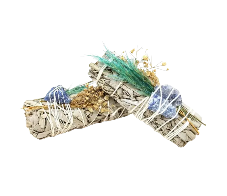 Smudge White Sage w/ Stone 4" Sodalite 5.99