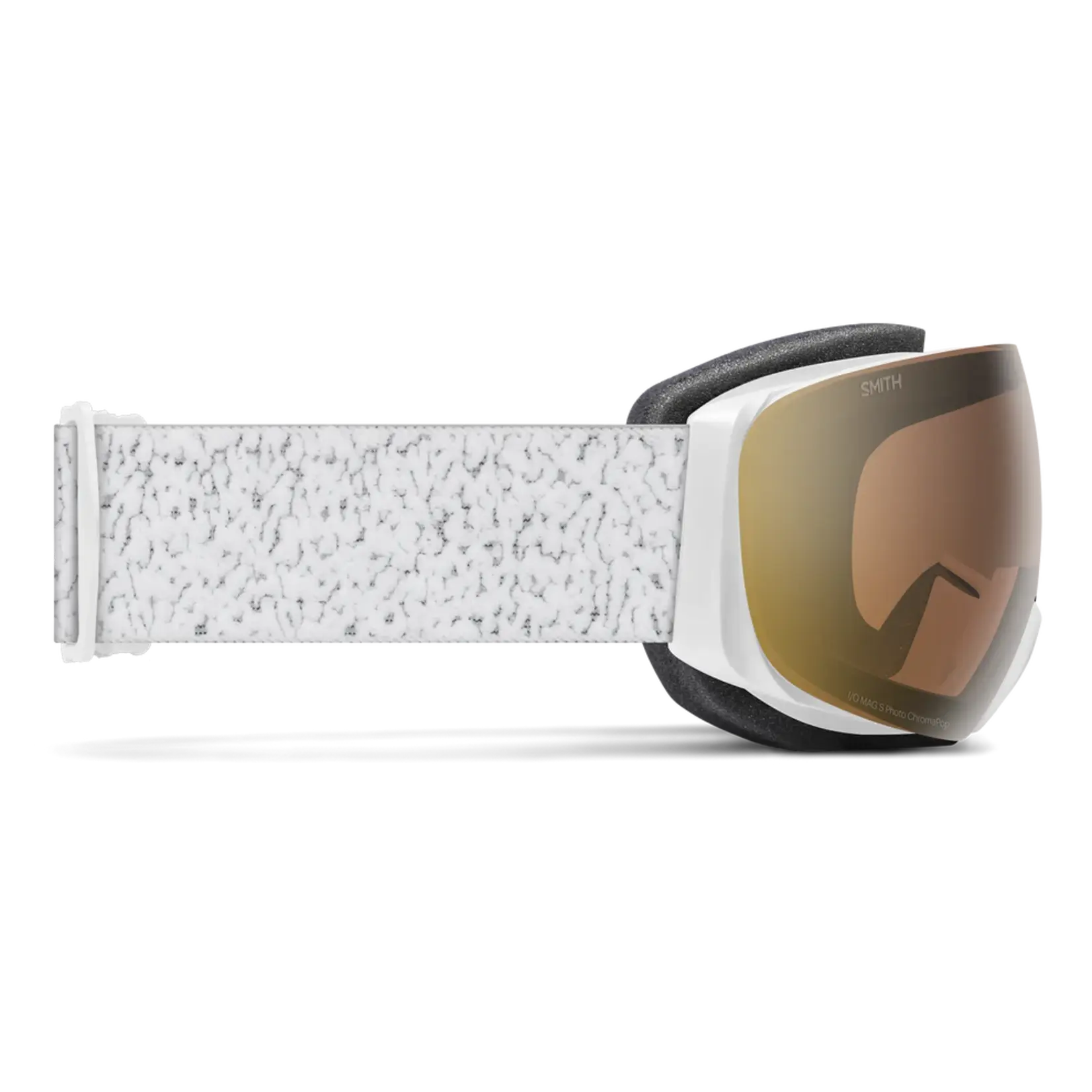 Smith Optics Smith I/O Mag S White Chunky Knit ChromaPop Pro Photochromic Gold Mirrorw/ChromaPop Storm Blue Sensor Mirror