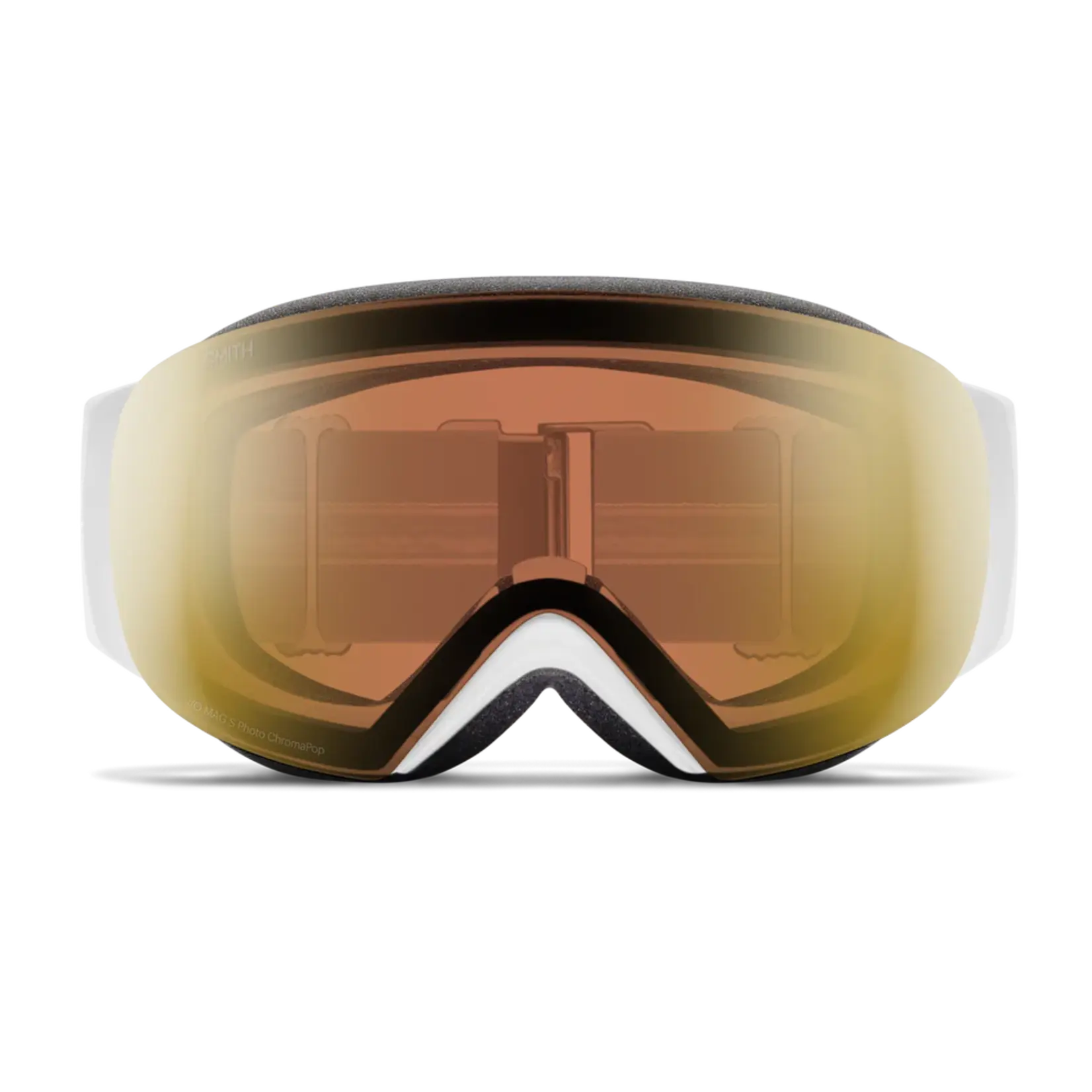 Smith Optics Smith I/O Mag S White Chunky Knit ChromaPop Pro Photochromic Gold Mirrorw/ChromaPop Storm Blue Sensor Mirror