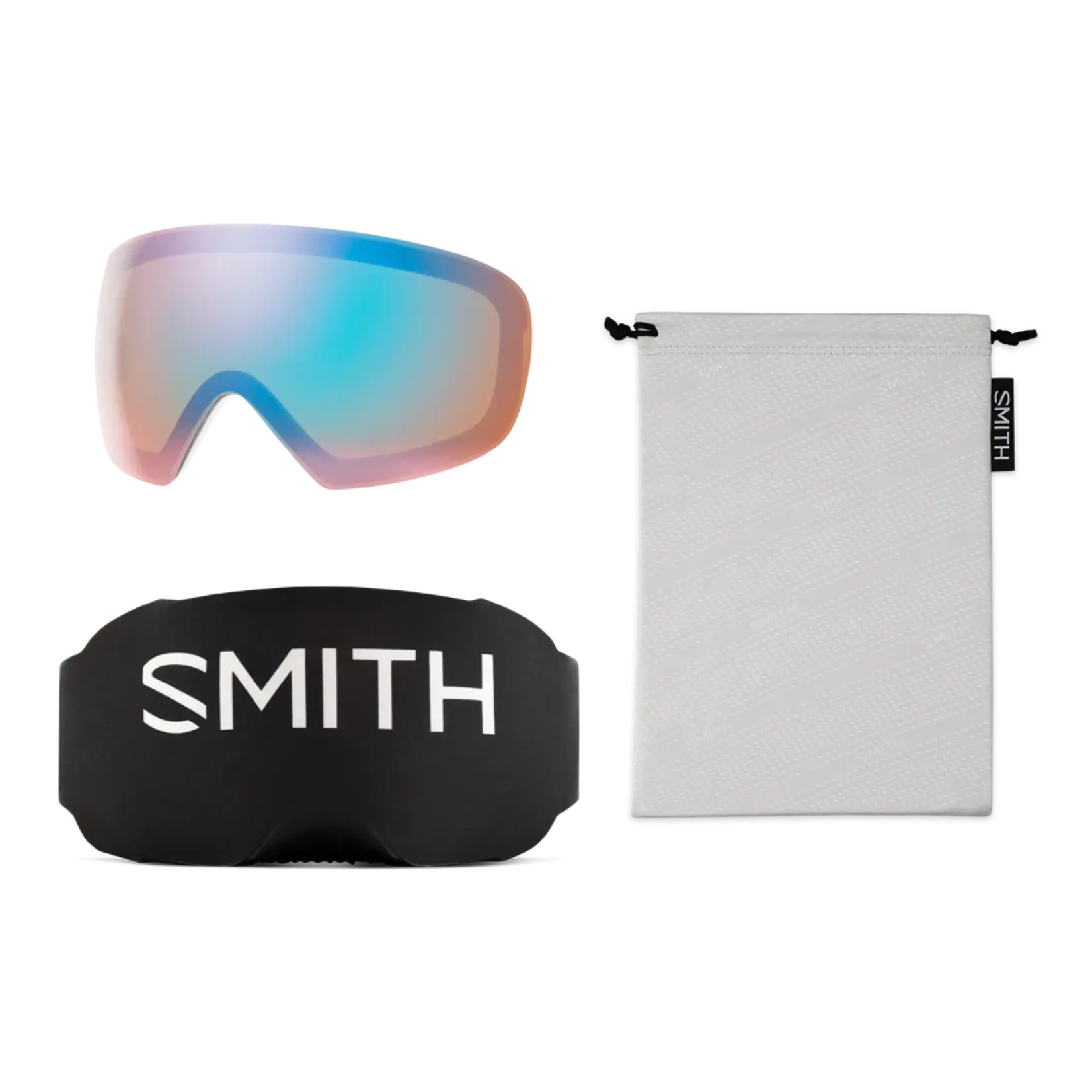 Smith Optics Smith I/O Mag S White Chunky Knit ChromaPop Pro Photochromic Gold Mirrorw/ChromaPop Storm Blue Sensor Mirror