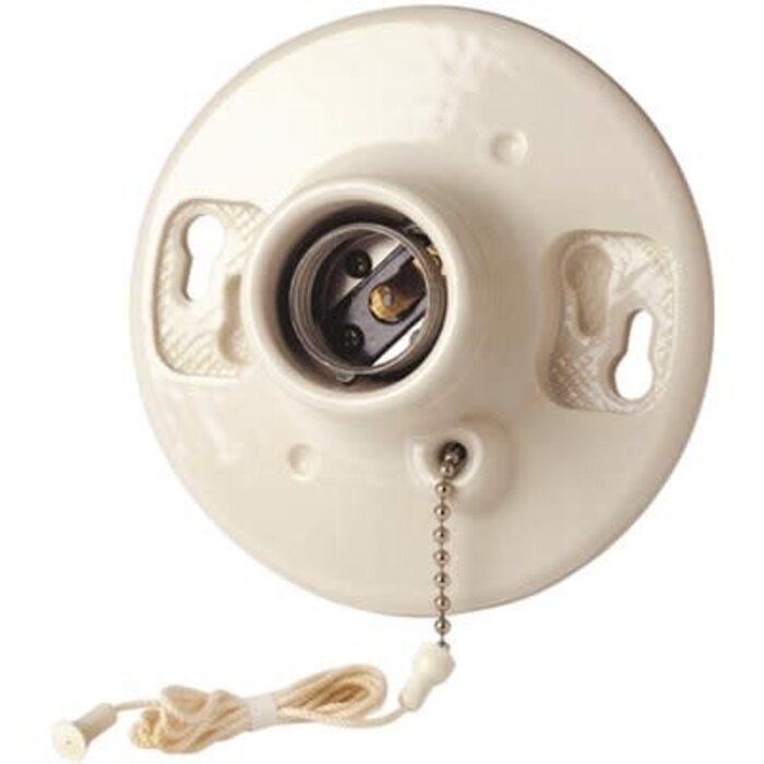 211061 \ Pull Chain Light Fixture Porcelain