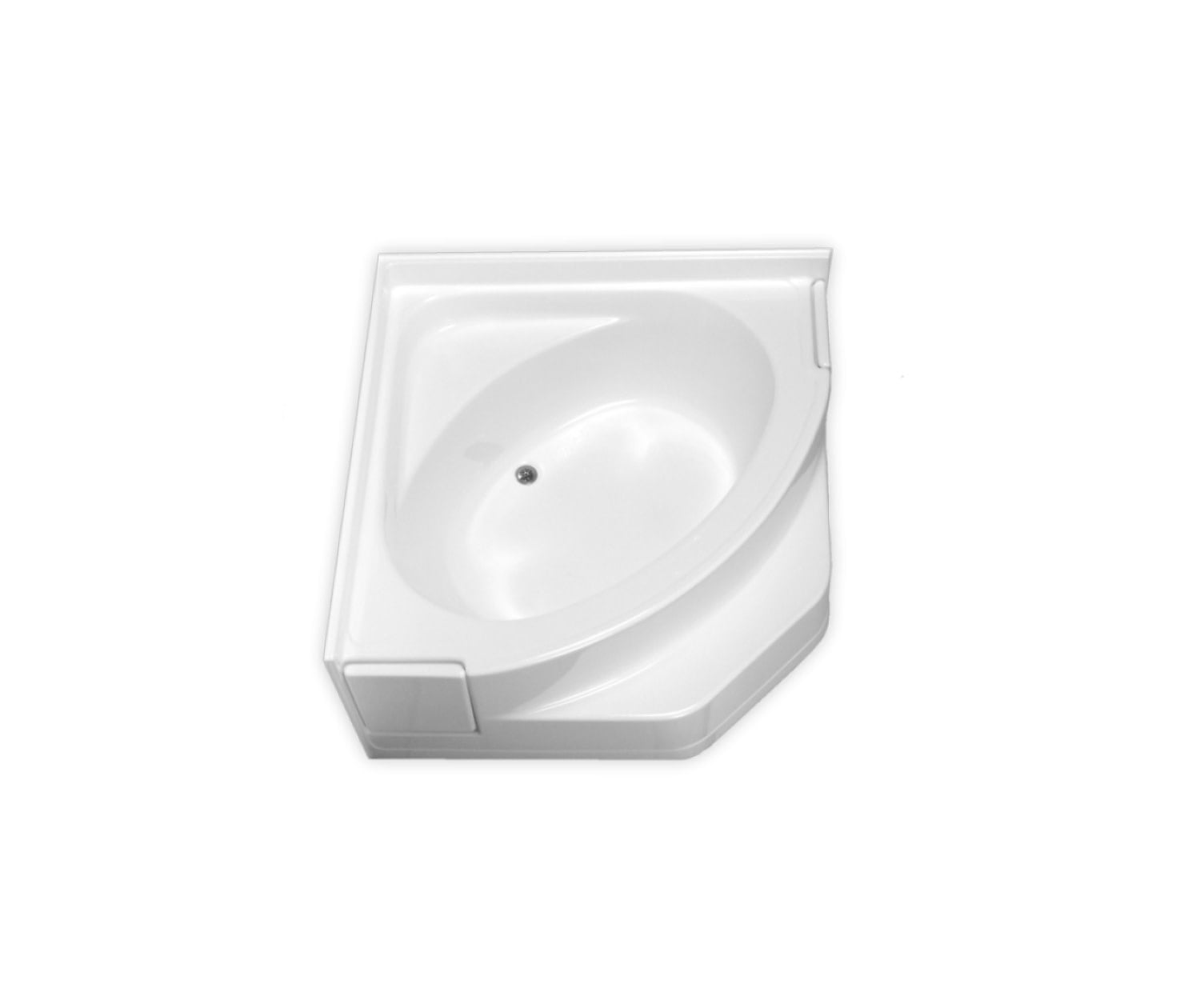 Clarion Bathware FRC56WS Corner Tub 55x55 Acrylx WH Center Drain