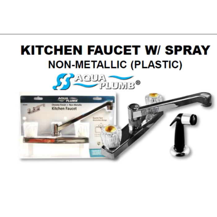 242005 Faucet Kitchen 2 Handle, Spray Plastic