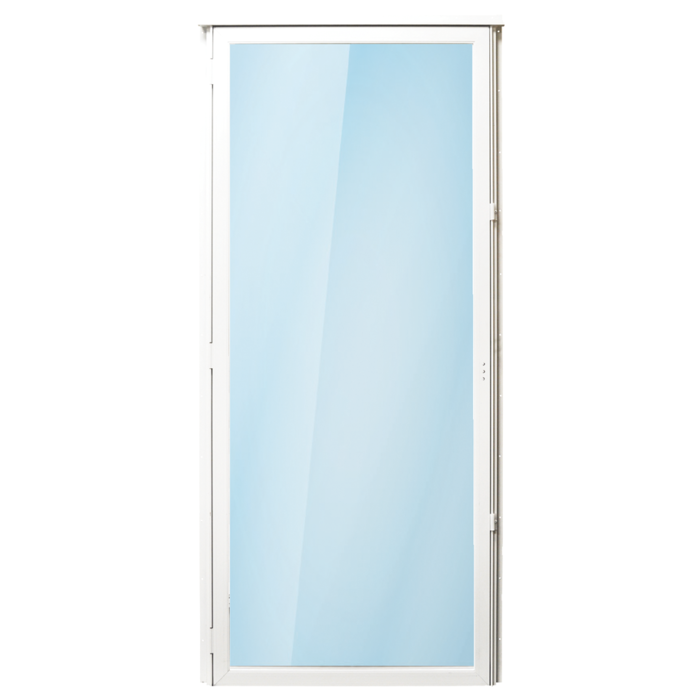 34X78 RH REPLACEMENT ALL GLASS STORM DOOR WHITE PREHUNG
