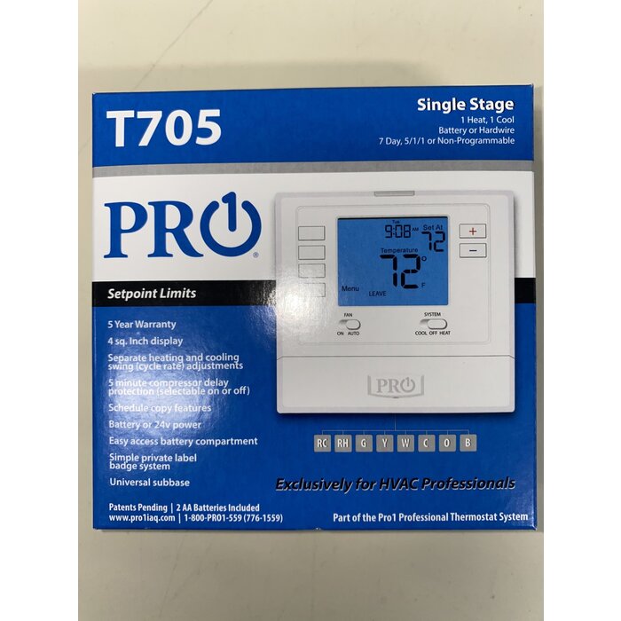 T705 \ PRO1 HEAT/COOL AC PROGRAMMABLE T'STAT