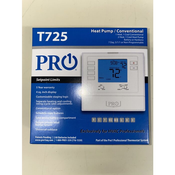 Pro1 T725 \ PRO1 HEAT PUMP PROGRAMMABLE T'STAT