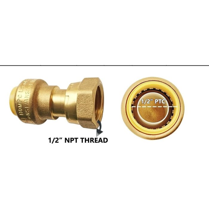 Flowbite 500129 \ Flowbite 1/2 Push x 1/2 Swivel Straight Adapter