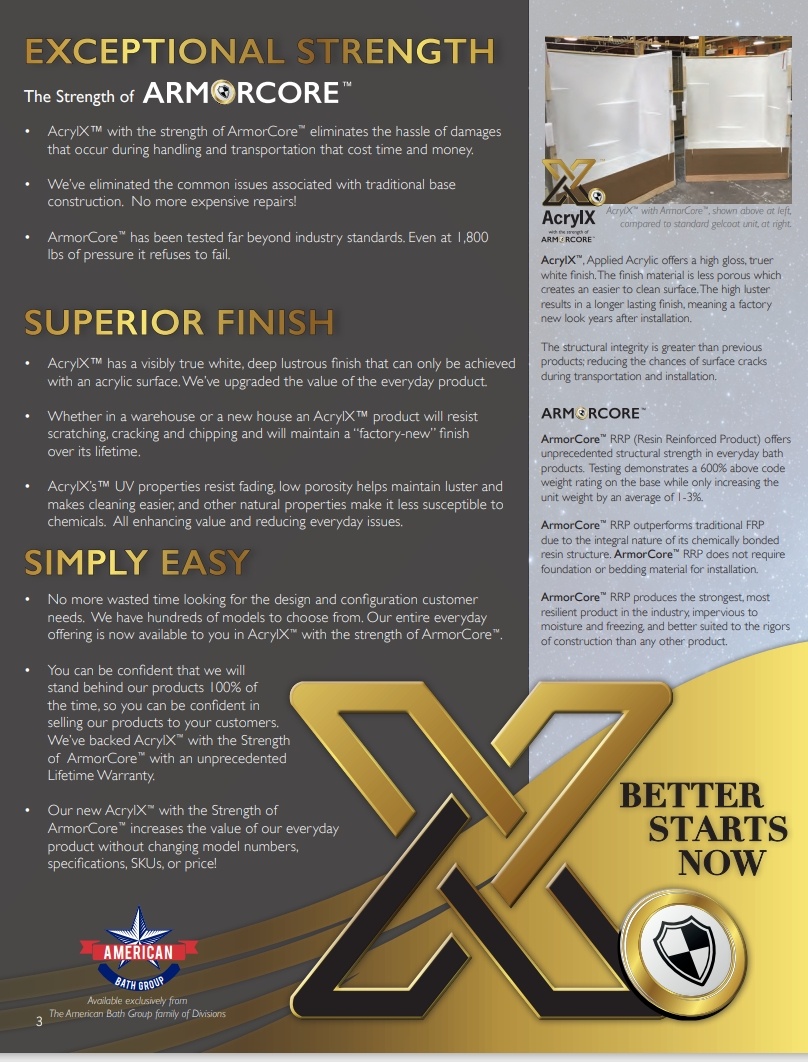 SP5435 AcrylX Showerstall base Clarion 54x35x7 high