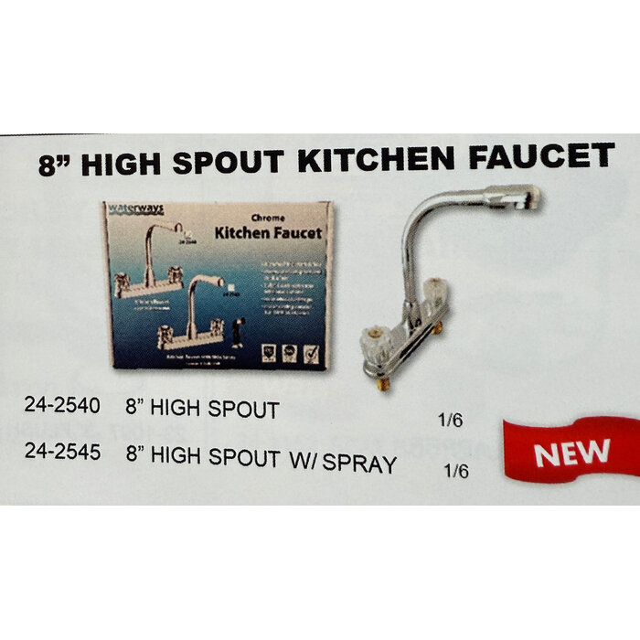 Waterways 242545 \ Faucet Kitch Hi-Rise 2Hdl Non Metal w/Spray