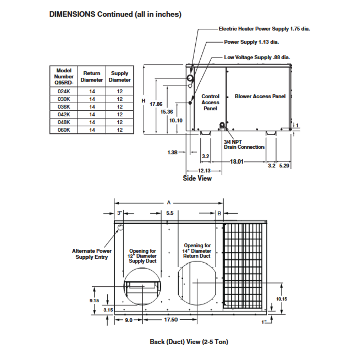 Q95RD-030K PKGD HP 2.5Ton 13.4 Seer2 Revolv (R454B)