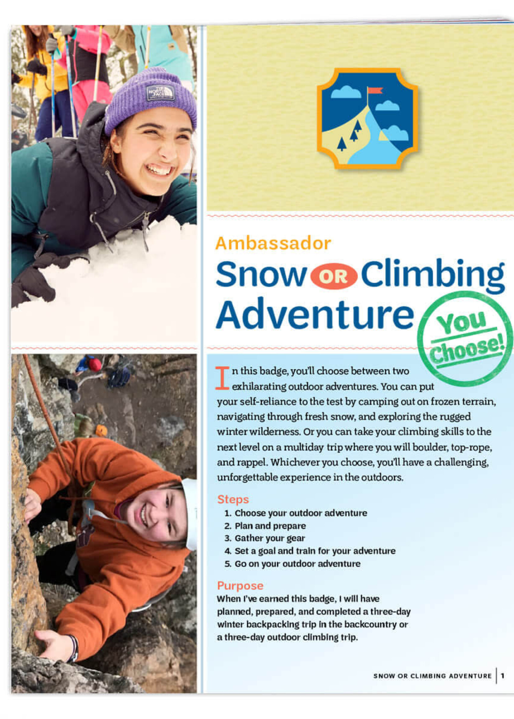 Ambassador Snow/ Climb Adventure Badge Requirements