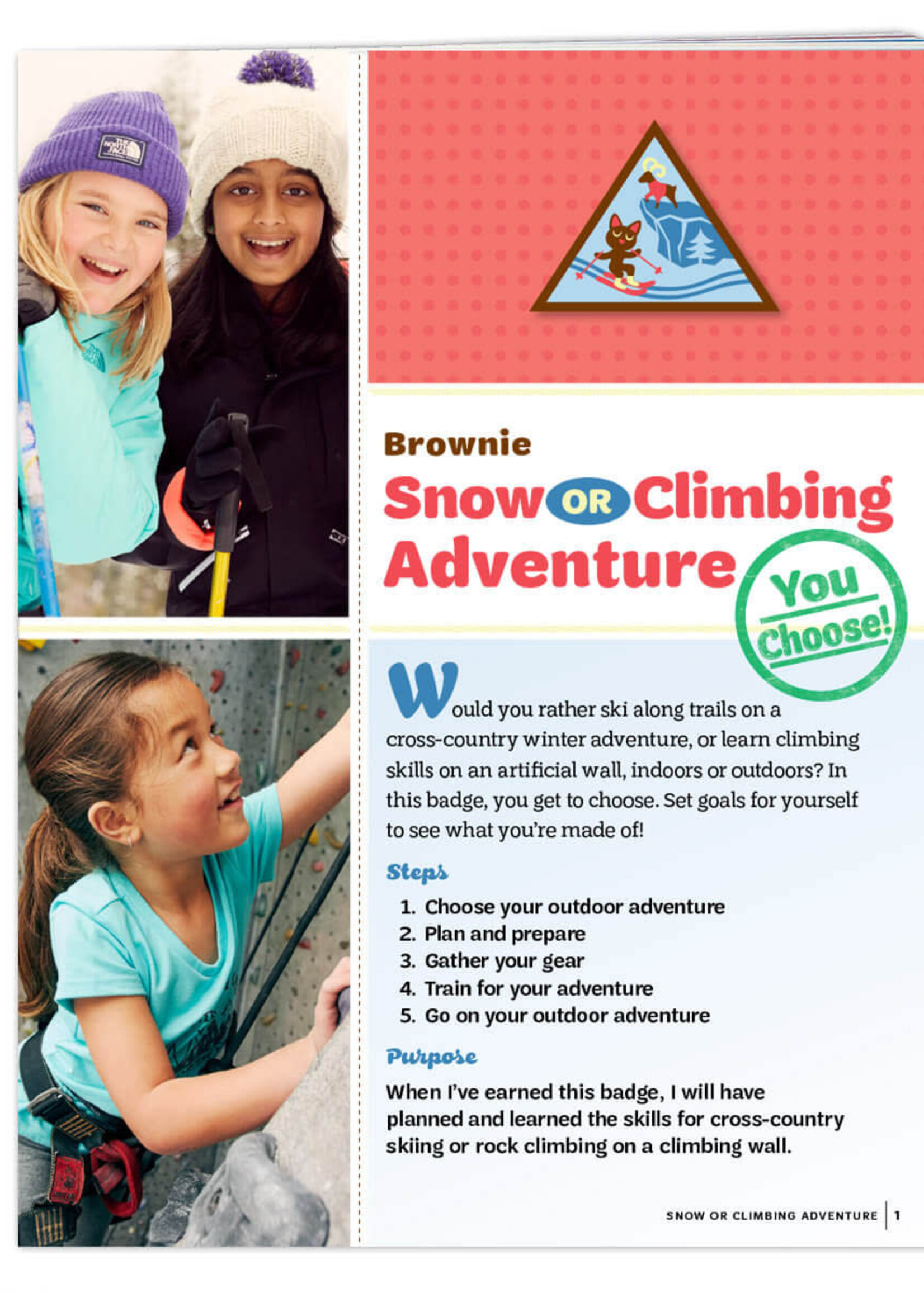 Brownie Snow or Climbing Adventure Badge Requirements