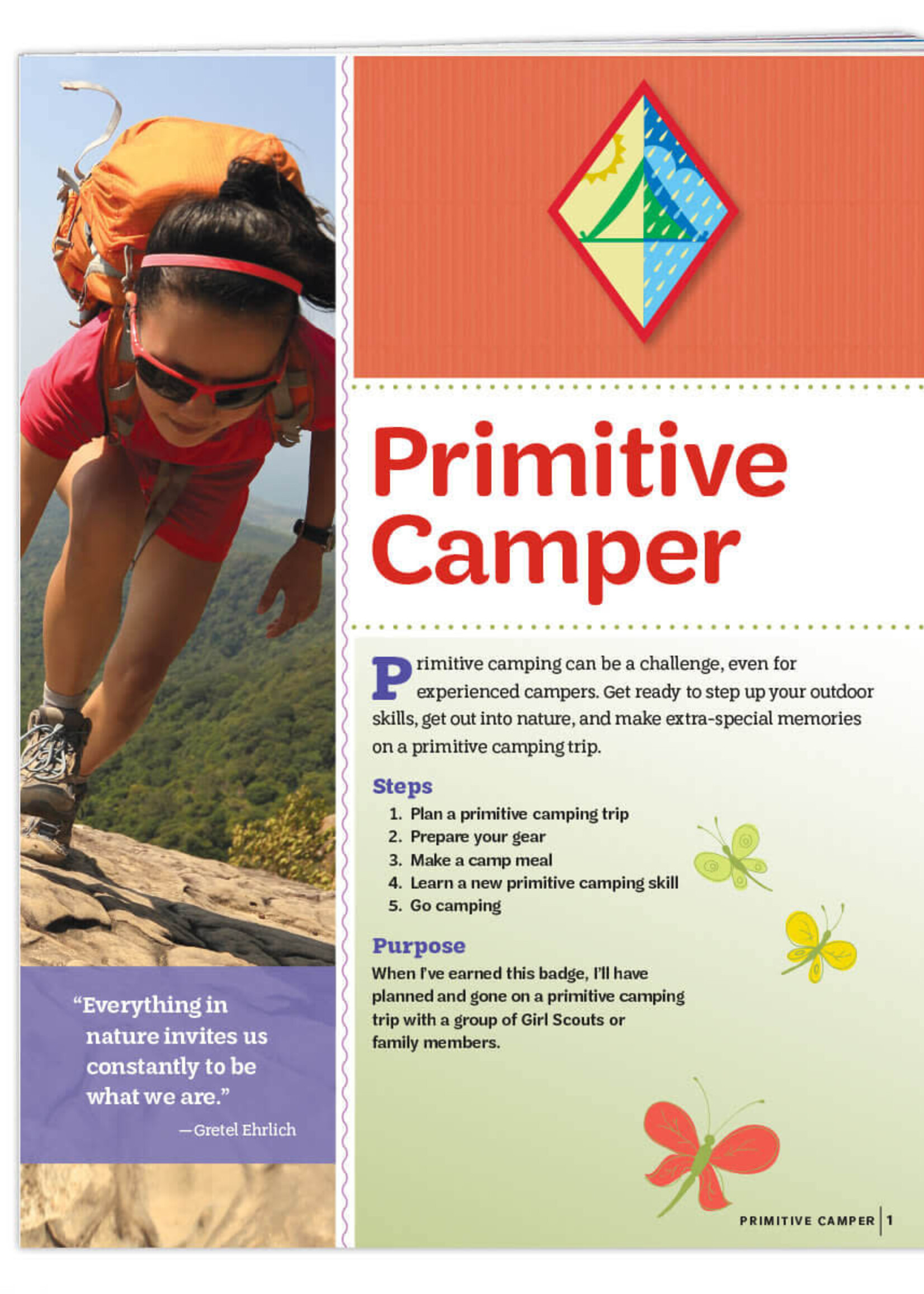 Cadette Primitive Camper Badge Requirements