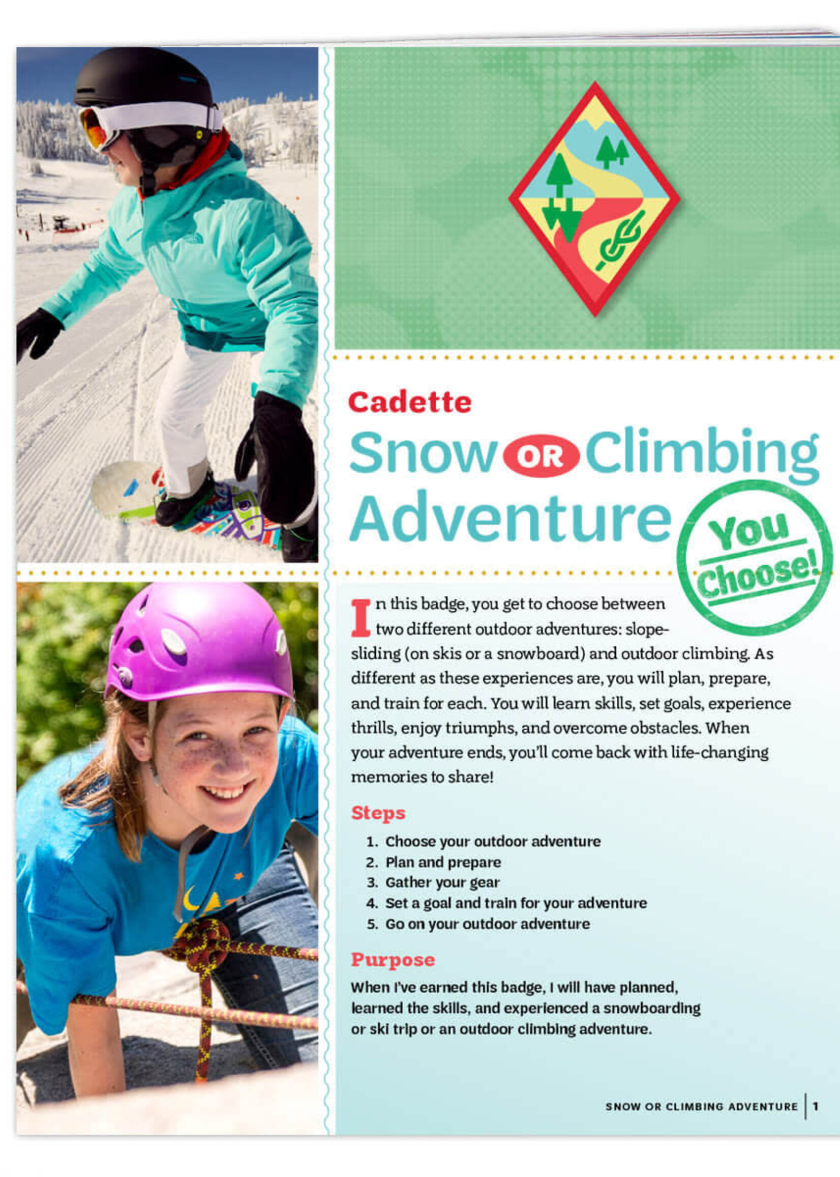 Cadette Snow or Climb Badge Requirements
