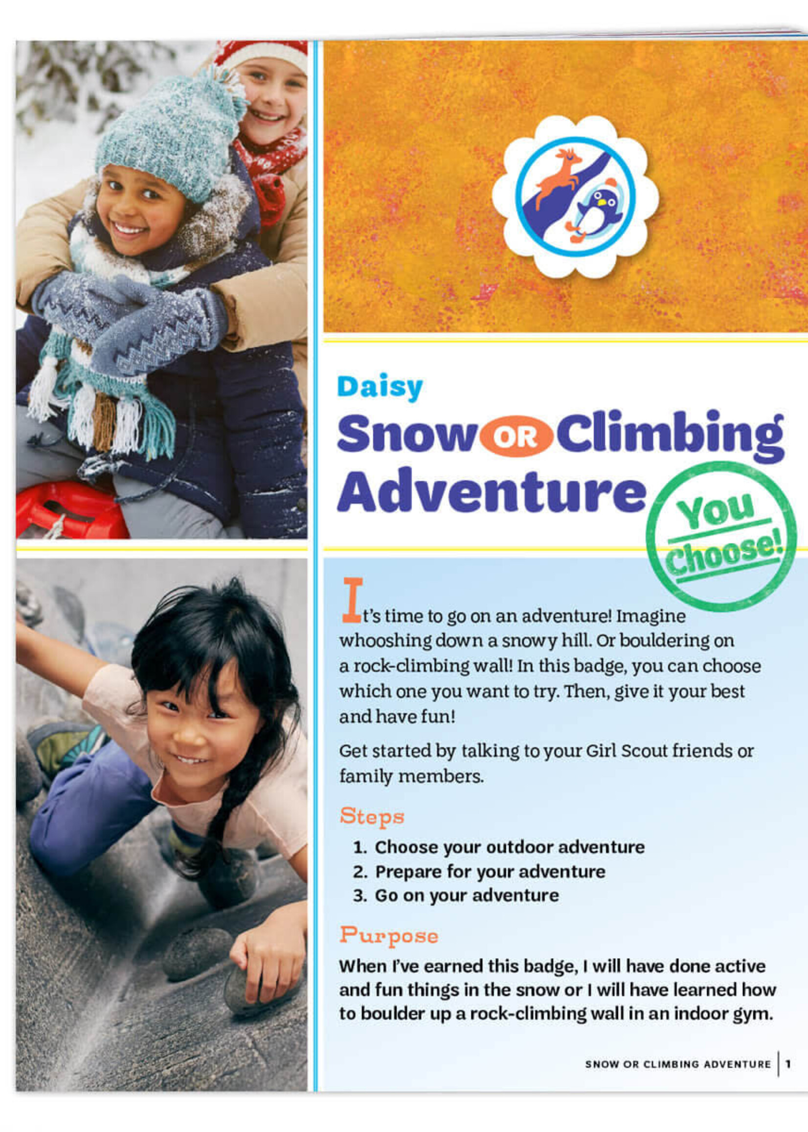Daisy Snow or Climbing Adventure Badge Requirements