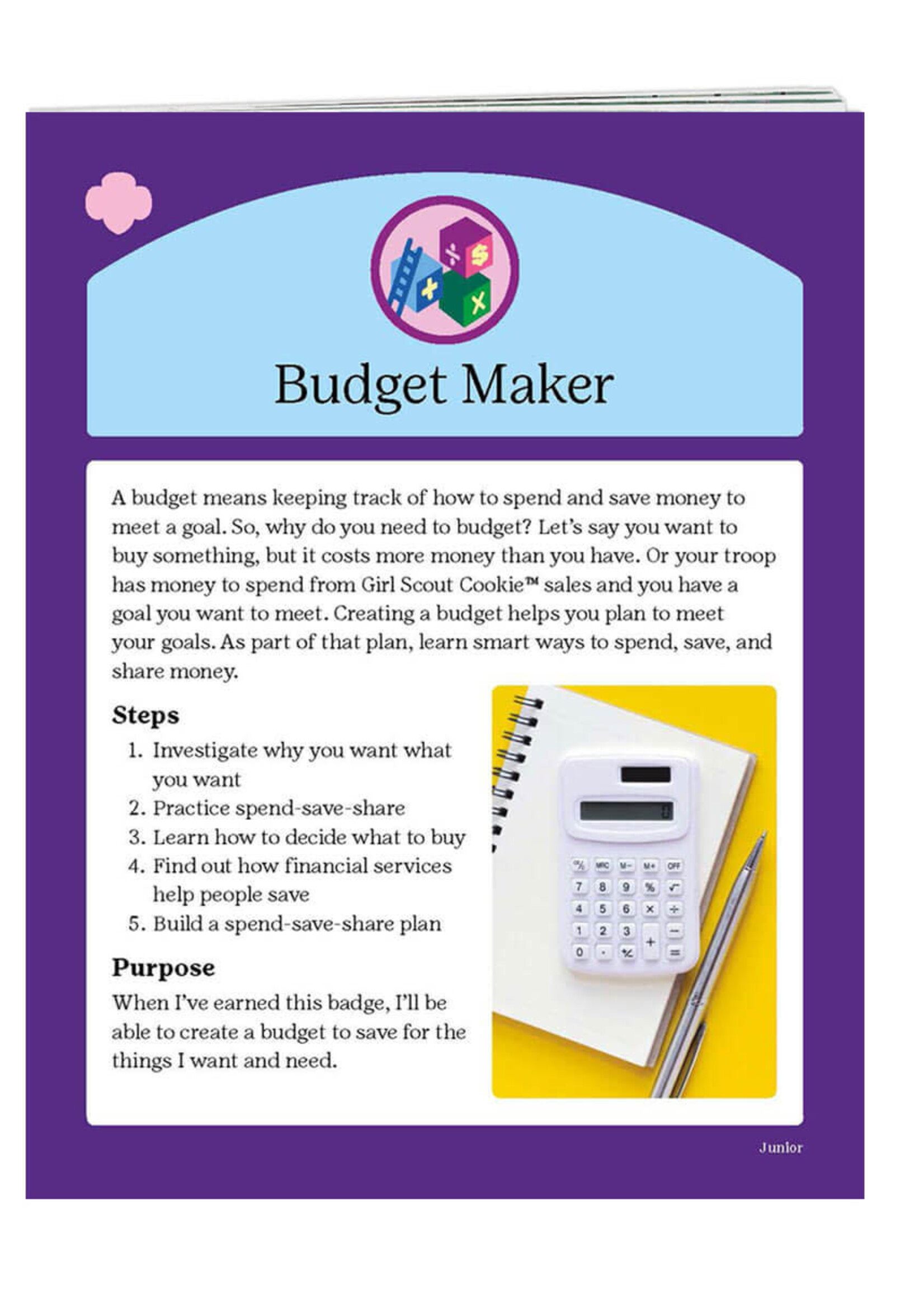Junior Budget Maker Badge Requirements