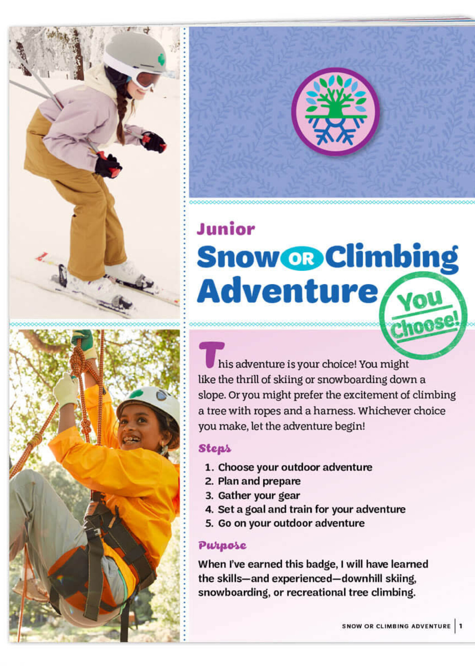 Junior Snow or Climb Adventure Badge Requirements