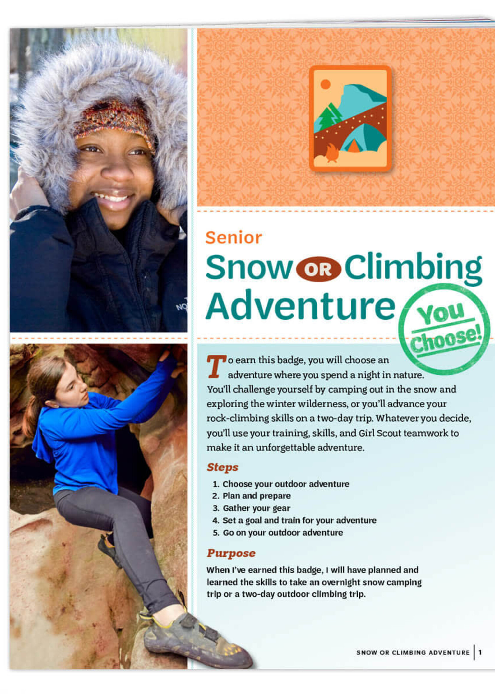 Senior Snow/ Climb Adventure Badge Requirements