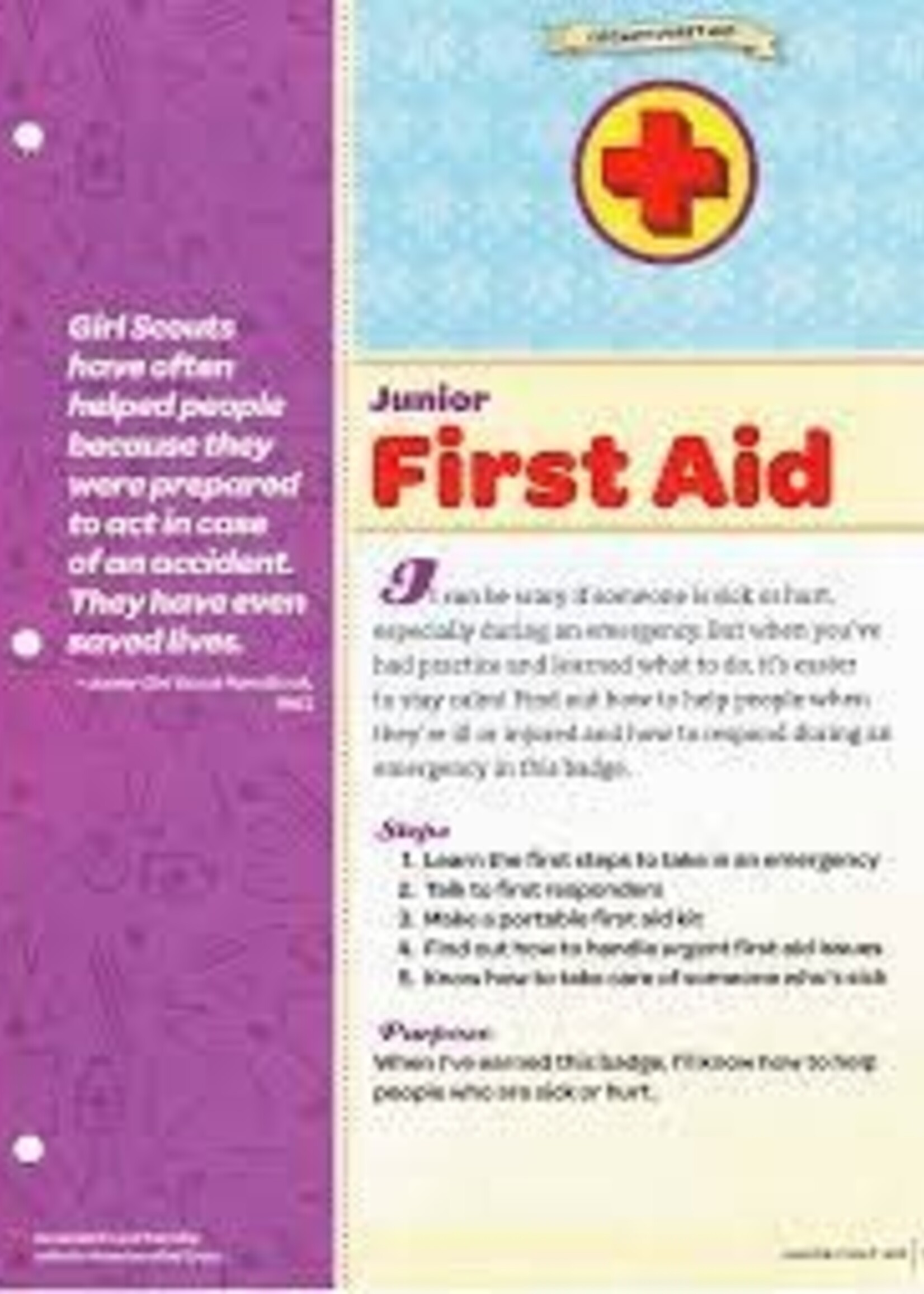 Junior RETIRED First Aid Badge Requirements - Retired Style