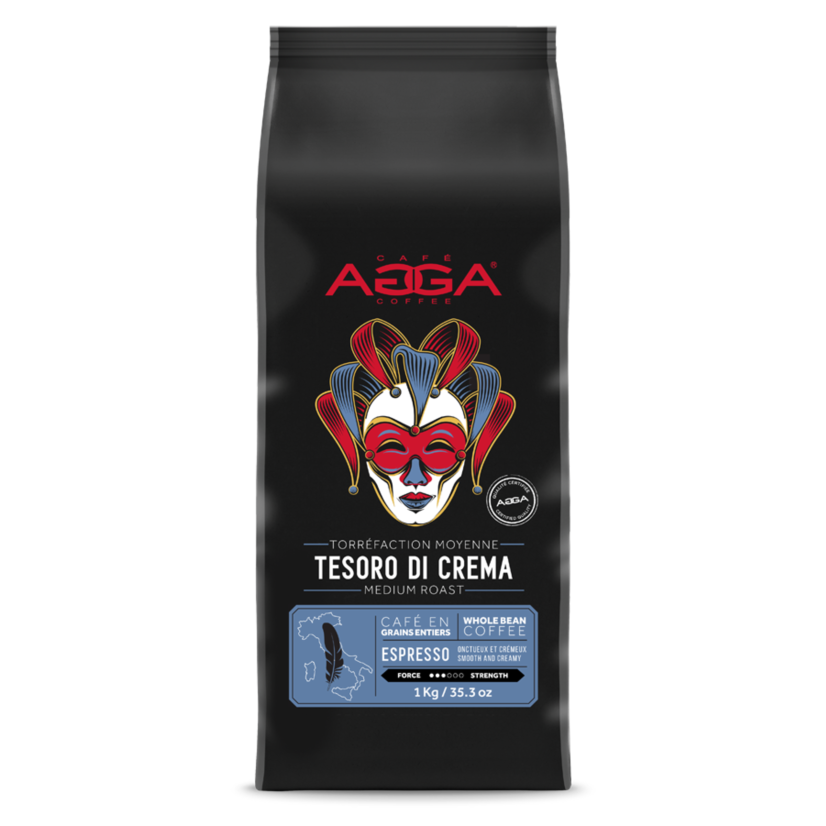 AGGA Café Tesoro Di Crema Bio en grains 1kg