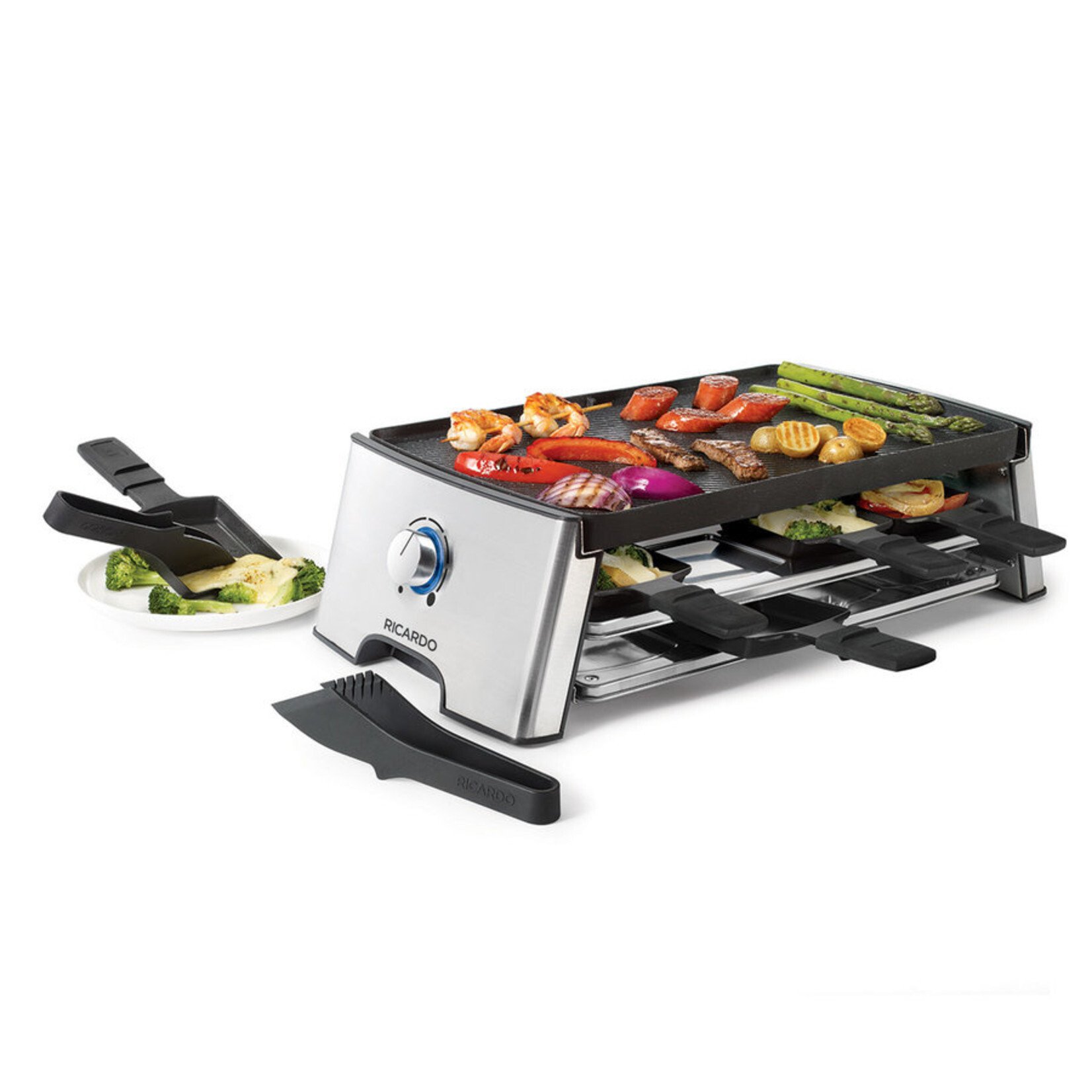 RICARDO Ensemble à raclette réversible 1500W (pour 8 personnes)