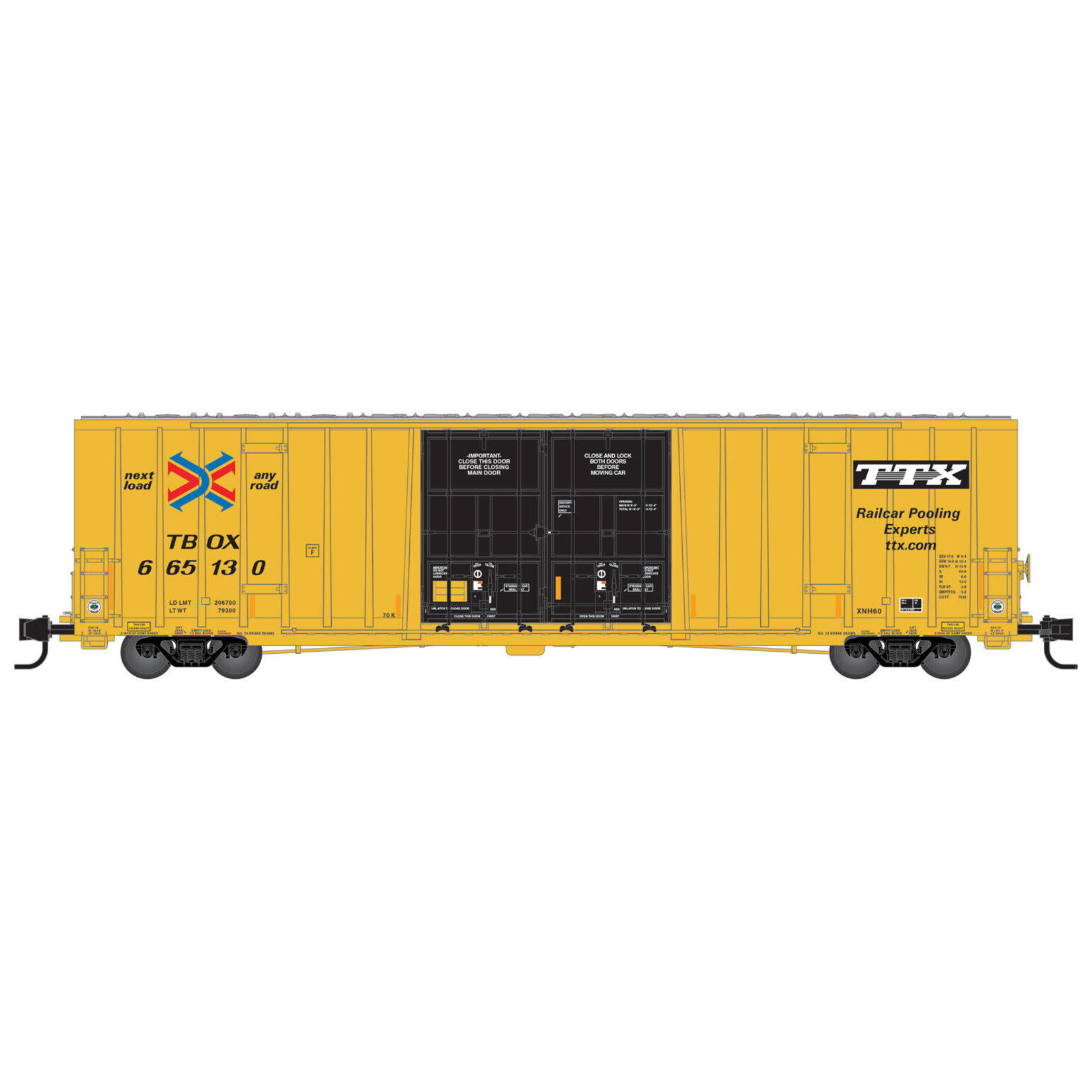 Micro Trains Line 12352011 N TTX v1 2 60'Rib Side High Cube Double Plug Box Car