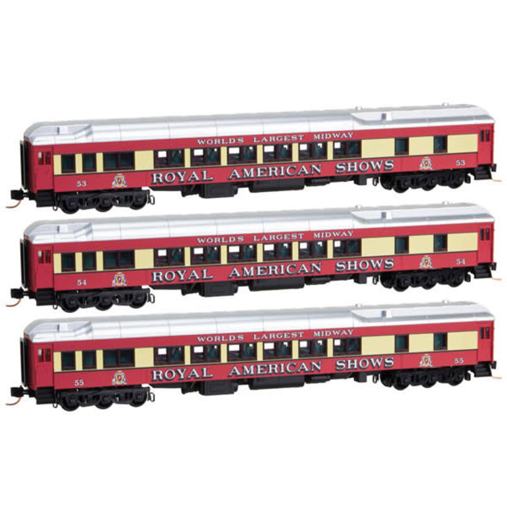 Micro Trains Line 99301350 N Rpyal American Shows Heavyweight 12-1 Sleeper 3-Pack