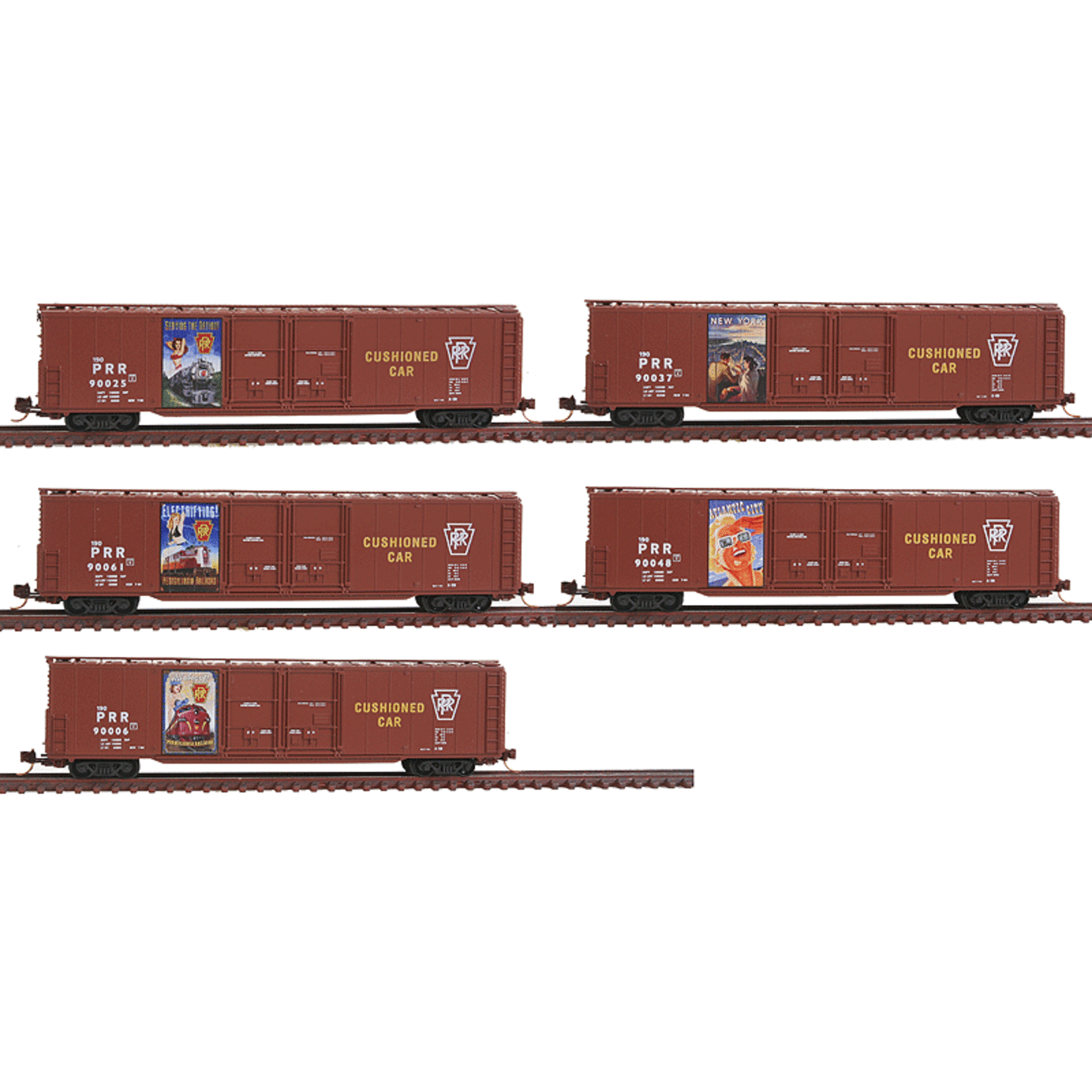 Micro Trains Line 99321210 Pennsylvania Railroad Vintage Poster 5-Boxcar Set