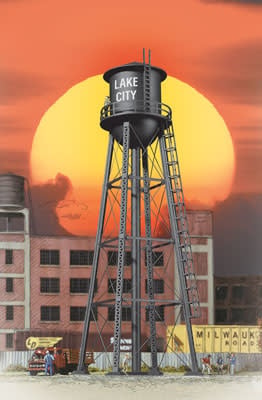 9332825 HO City Water Tower - Assembled - Black