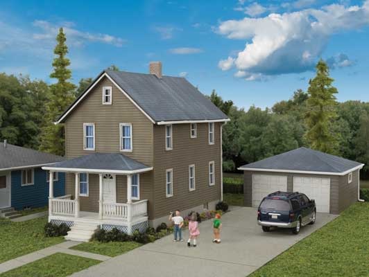 9333792 HO Two-Story House with Garage Kit
