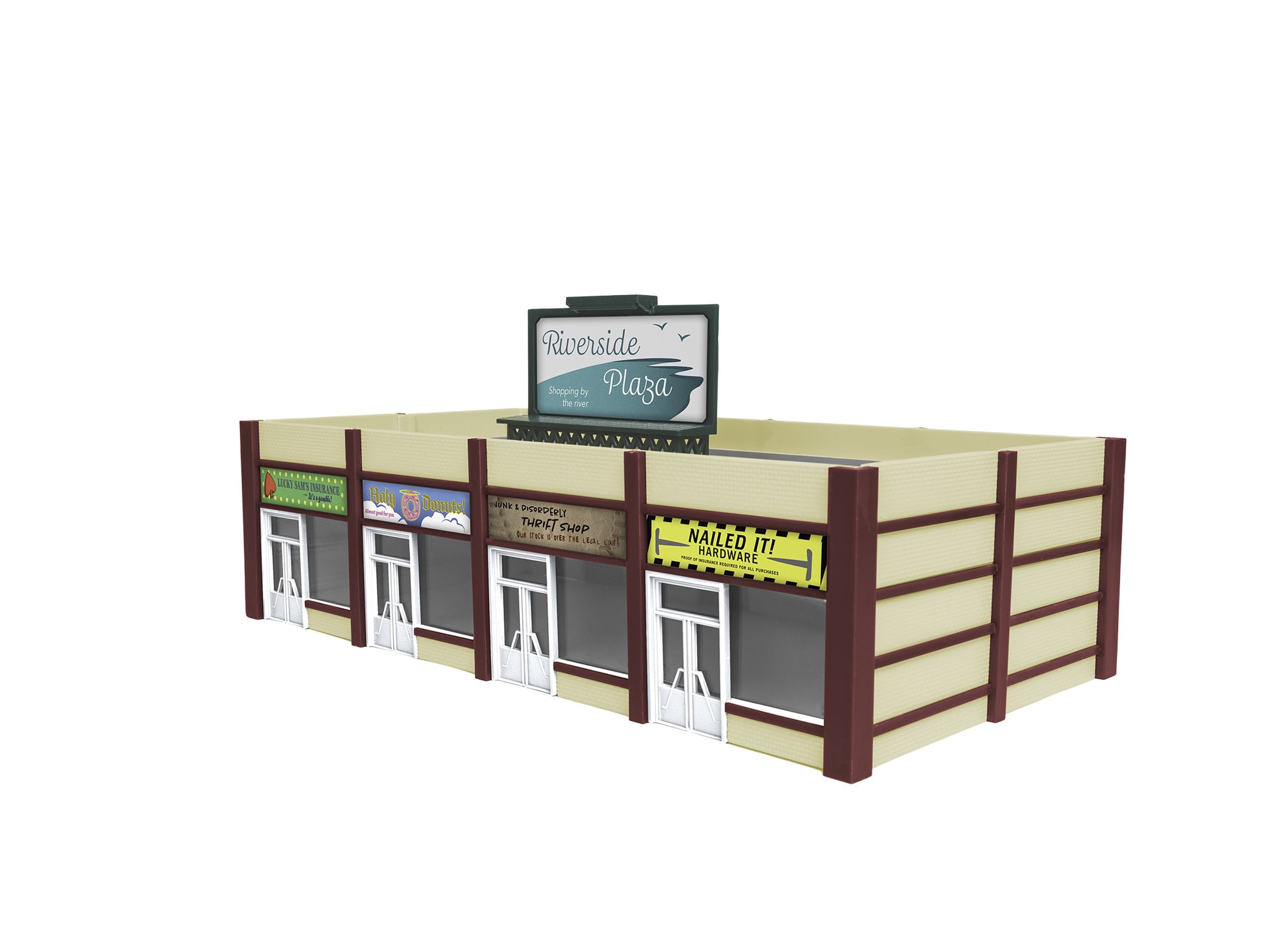 1956180 HO Suburban Strip Mall - Assembled