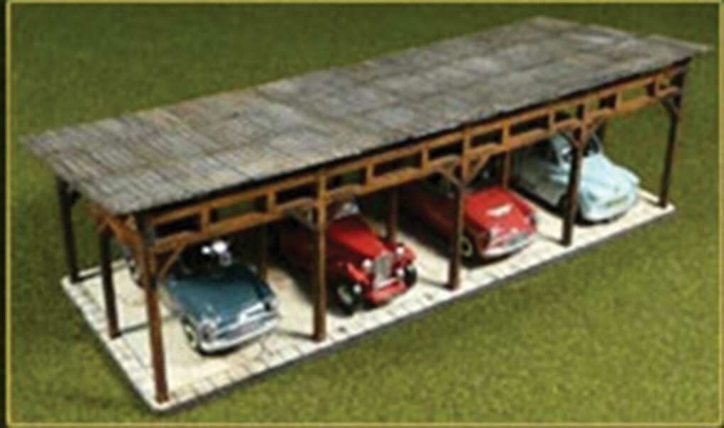 39102 HO Car Shed/4-Space Carport