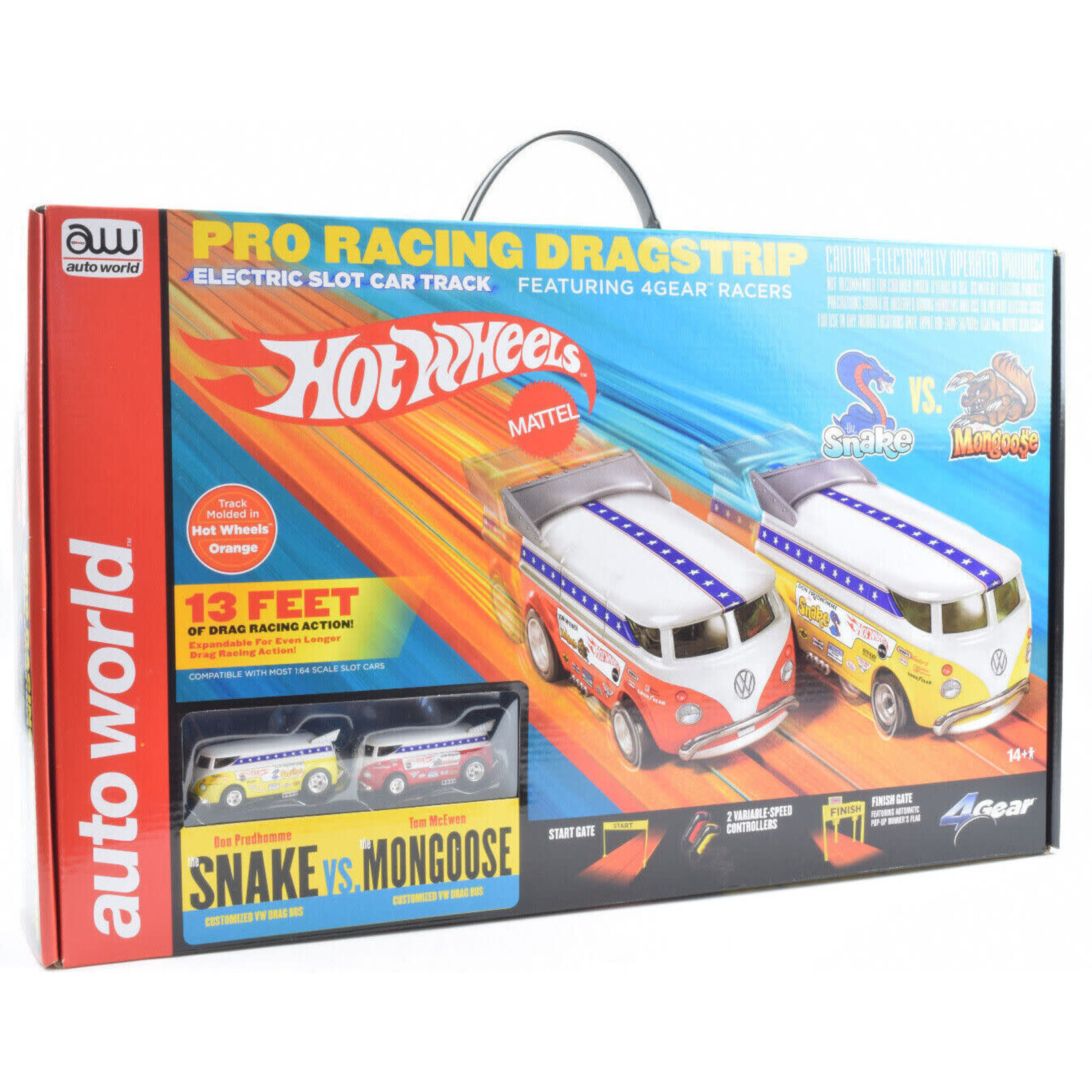 Auto World SRS340 13' Hot Wheels Snake vs Mongoose VW Bus Slot Set